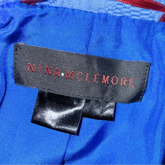 Nina McLemore Cornflower Blue Floral Embroidered Brocade Jacquard Jacket Blazer - Picture 8 of 9